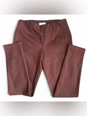 Calvin Klein | Brown Pinstripe Slim Trousers | Size 6 | CK Detail 🤎